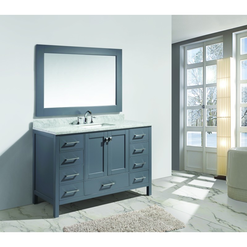 London 54" Single Sink Vanity Set in Gray Finish 