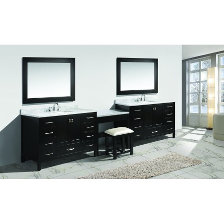 London 84" Single Sink Vanity Set in Espresso Finish with One Make-up Table in Espresso Finish