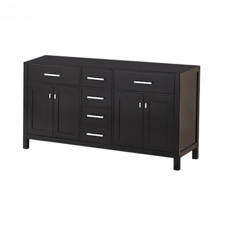 London 61" Double Sink Base Cabinet in Espresso