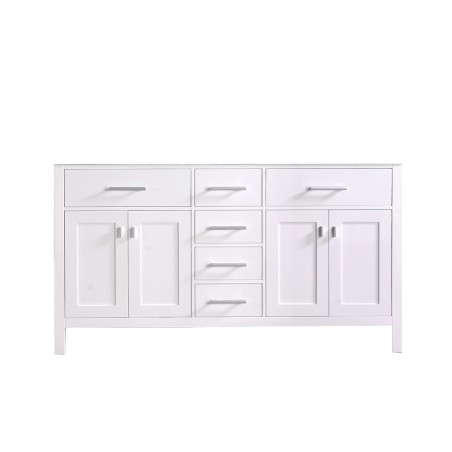 London 61" Double Sink Base Cabinet in White