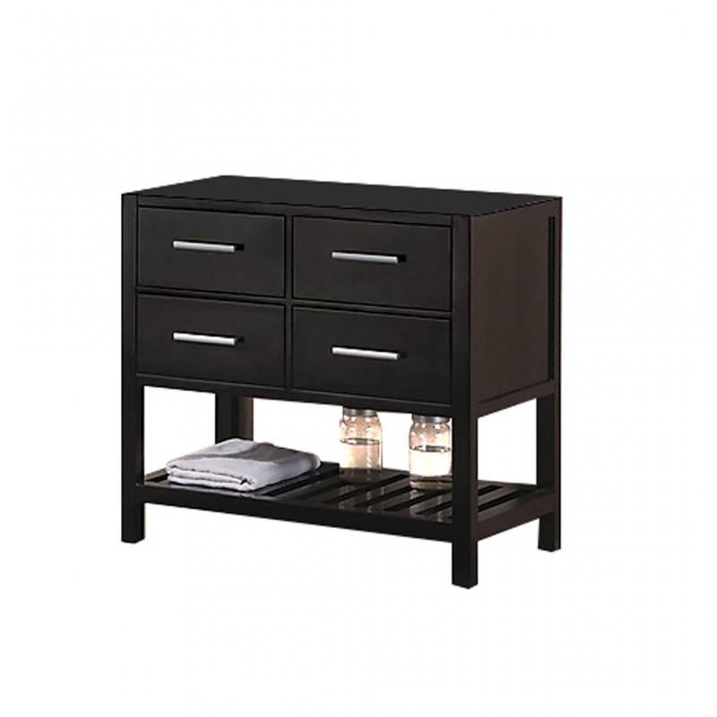 London 36" Single Sink Base Cabinet in Espresso with Open Bottom