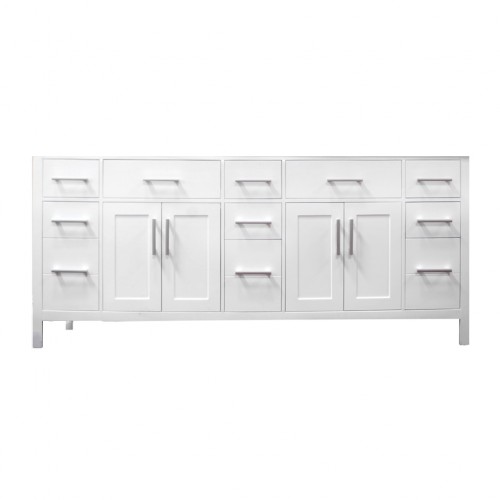 London 78" Double Sink Base Cabinet in White