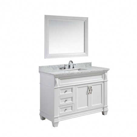 Hudson 48" Single Sink Vanity Set in White with White Carrara Marble Countertop