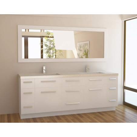 Moscony 72" Double Sink Vanity Set in White and Matching Mirror in White