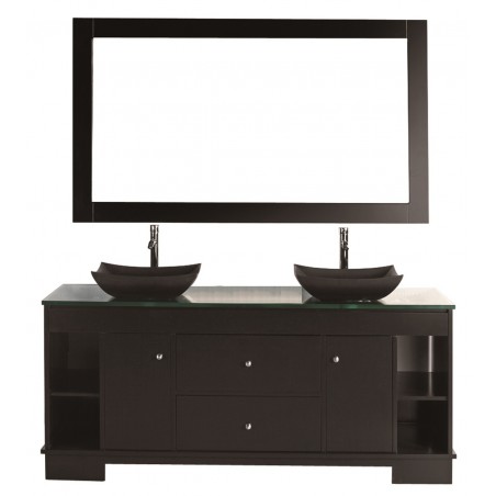 Oasis 60" Double Sink Vanity Set in Espresso with Mirror