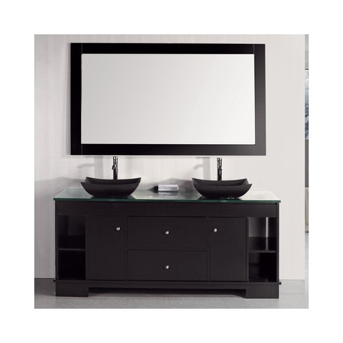 Oasis 60" Double Sink Vanity Set in Espresso with Mirror