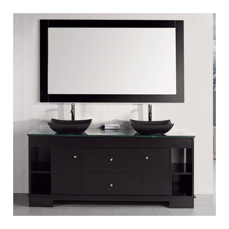 Oasis 60" Double Sink Vanity Set in Espresso with Mirror