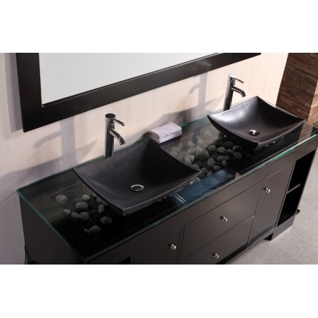 Oasis 60" Double Sink Vanity Set in Espresso with Mirror