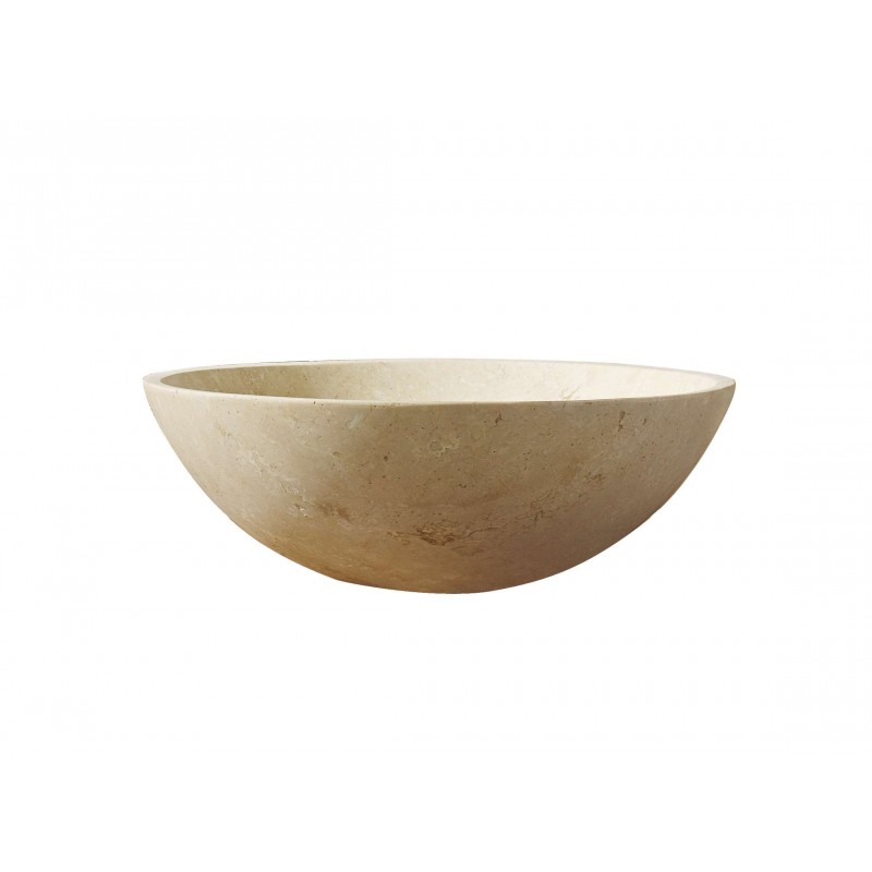 Virtu USA Nyx Bathroom Vessel Sink in Beige Travertine Marble