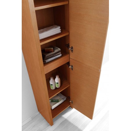 Fresca Walnut Bathroom Linen Side Cabinet w/ 2 Open Storage Areas