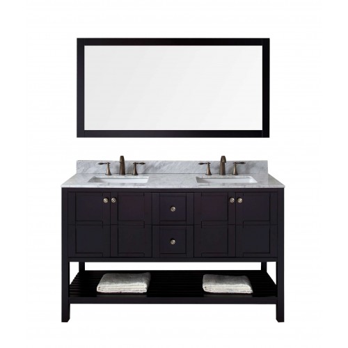 Winterfell 60" Double Bathroom Vanity Cabinet Set in Espresso