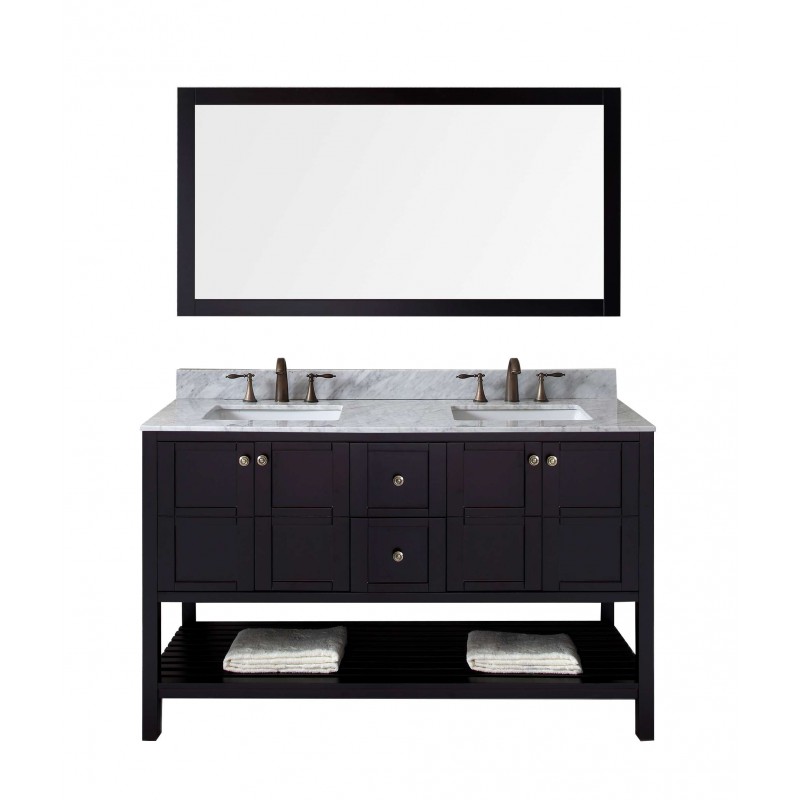 Winterfell 60" Double Bathroom Vanity Cabinet Set in Espresso