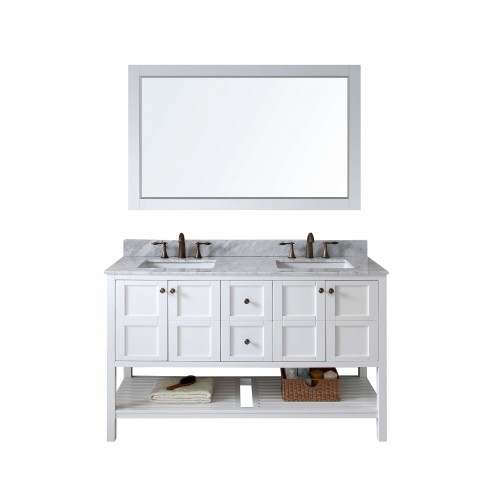 Winterfell 60" Double Bathroom Vanity Cabinet Set in White