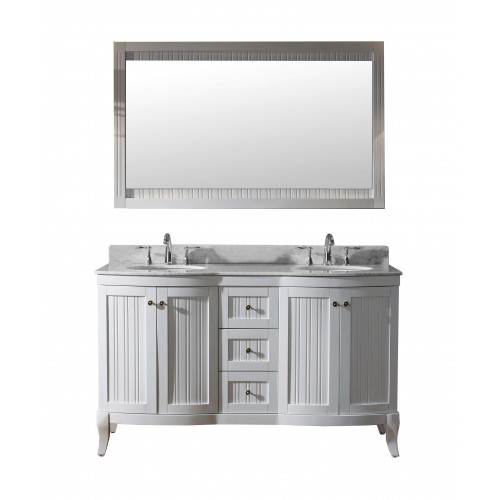 Khaleesi 60" Double Bathroom Vanity Cabinet Set in White