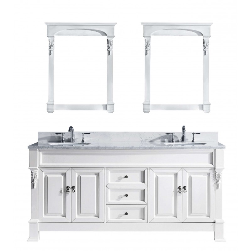 Huntshire 72" Double Bathroom Vanity Cabinet Set in White