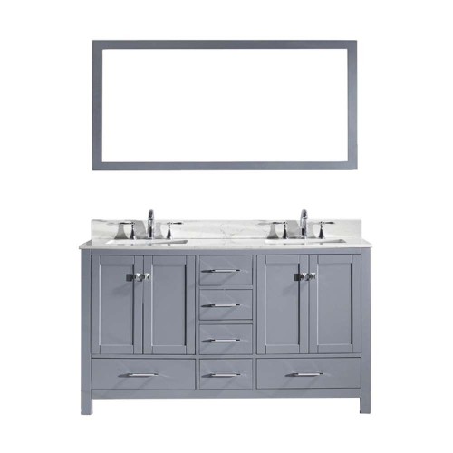 Caroline Avenue 60" Double Bathroom Vanity Cabinet Set in Grey