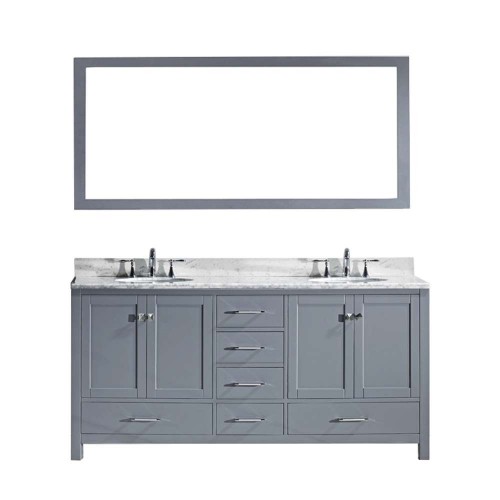 Caroline Avenue 72" Double Bathroom Vanity Cabinet Set in Grey