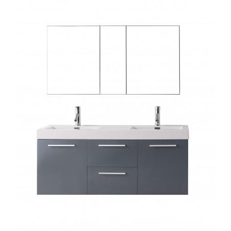 Midori 54" Double Bathroom Vanity Cabinet Set in Grey