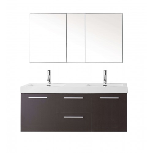 Midori 54" Double Bathroom Vanity Cabinet Set in Wenge