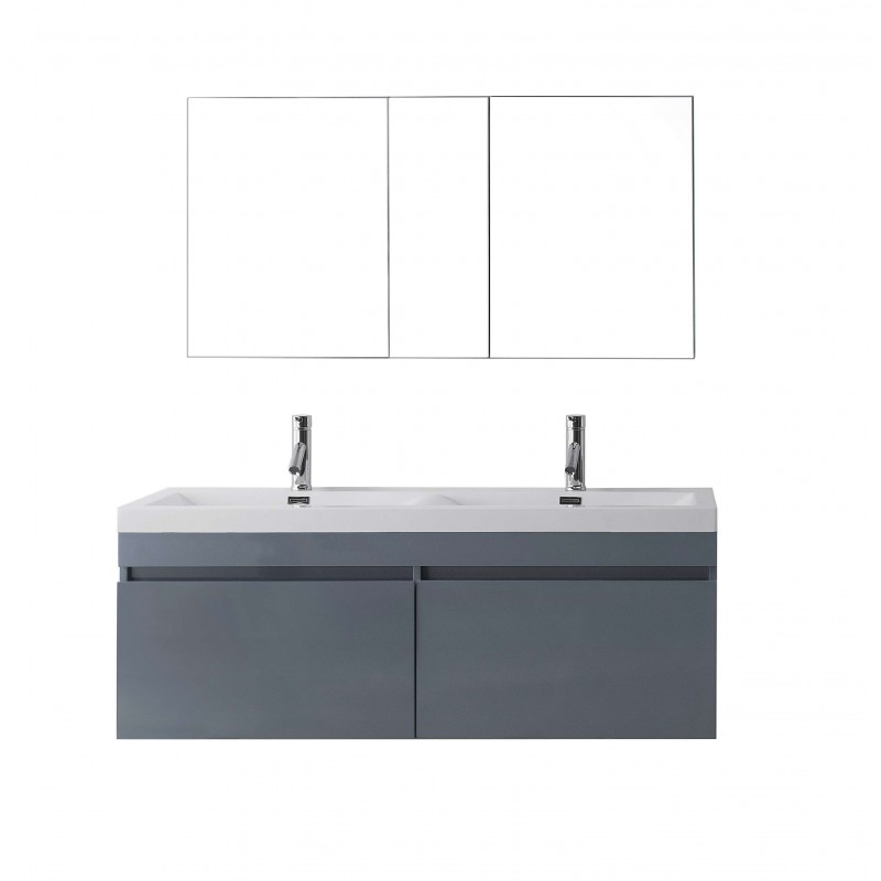 Zuri 55" Double Bathroom Vanity Cabinet Set in Grey