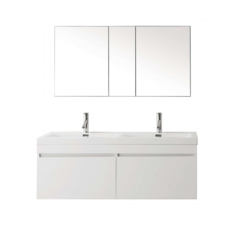 Zuri 55" Double Bathroom Vanity Cabinet Set in Gloss White