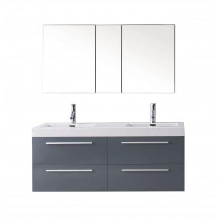 Finley 54" Double Bathroom Vanity Cabinet Set in Grey