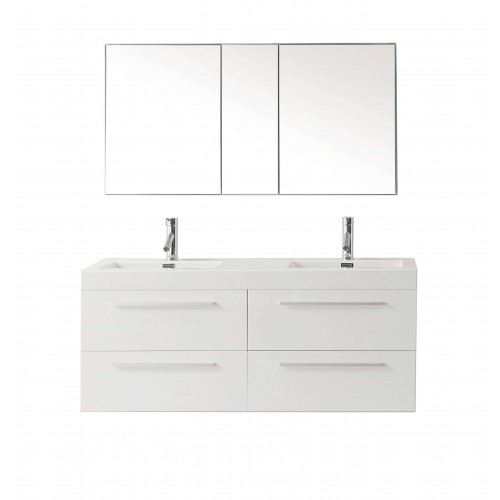 Finley 54" Double Bathroom Vanity Cabinet Set in Gloss White