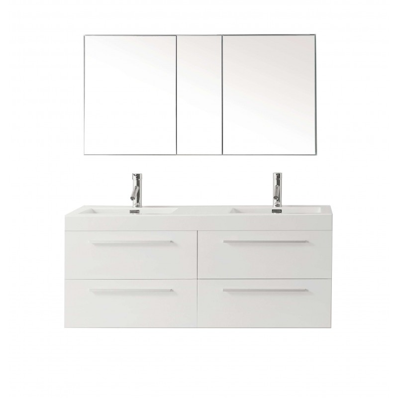 Finley 54" Double Bathroom Vanity Cabinet Set in Gloss White