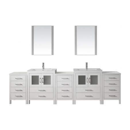 Dior 110" Double Bathroom Vanity Cabinet Set in White