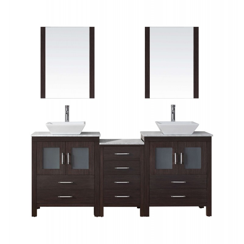 Dior 66" Double Bathroom Vanity Cabinet Set in Espresso