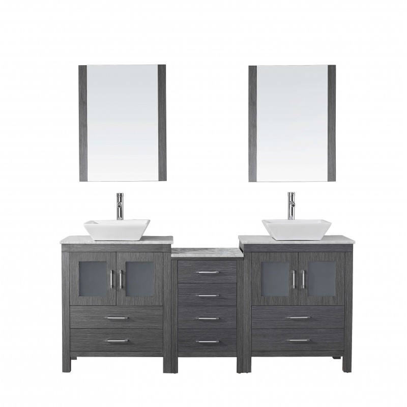 Dior 66" Double Bathroom Vanity Cabinet Set in Zebra Grey