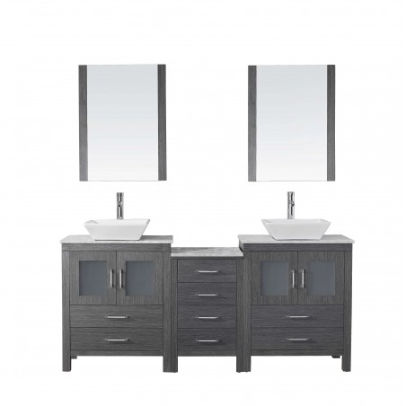 Dior 66" Double Bathroom Vanity Cabinet Set in Zebra Grey