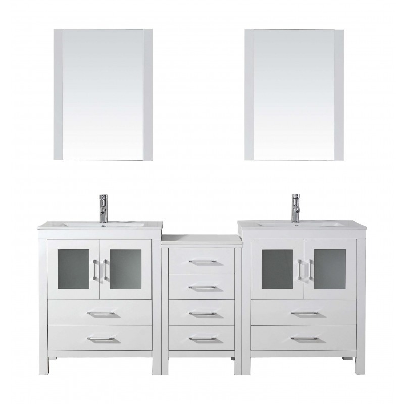 Dior 74" Double Bathroom Vanity Cabinet Set in White
