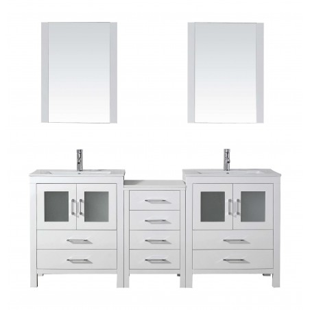 Dior 74" Double Bathroom Vanity Cabinet Set in White