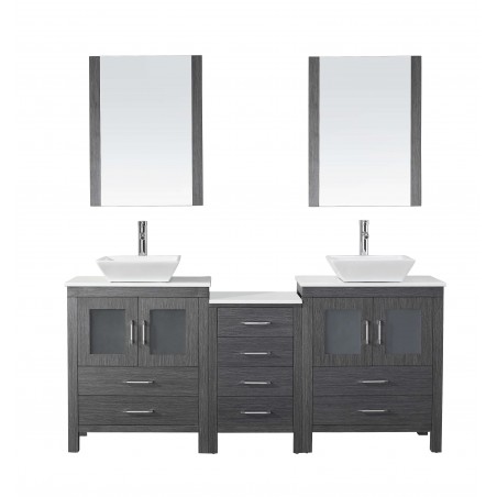 Dior 74" Double Bathroom Vanity Cabinet Set in Zebra Grey