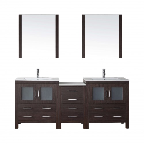 Dior 78" Double Bathroom Vanity Cabinet Set in Espresso