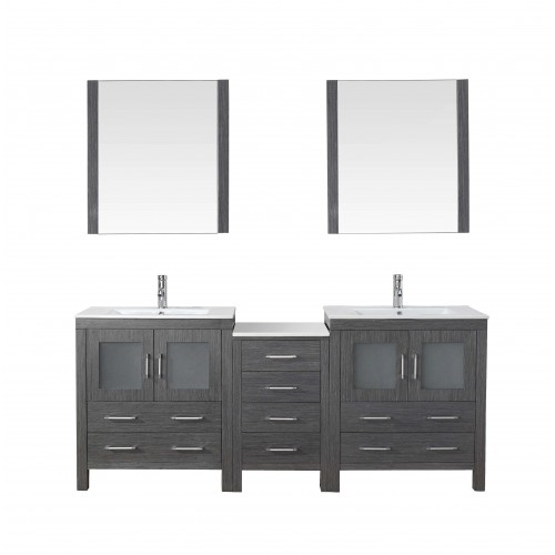 Dior 78" Double Bathroom Vanity Cabinet Set in Zebra Grey