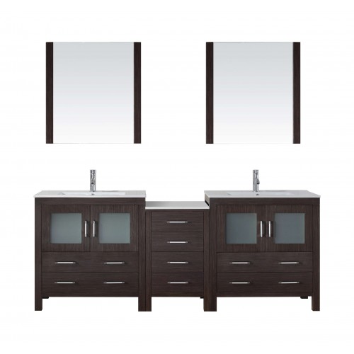 Dior 82" Double Bathroom Vanity Cabinet Set in Espresso