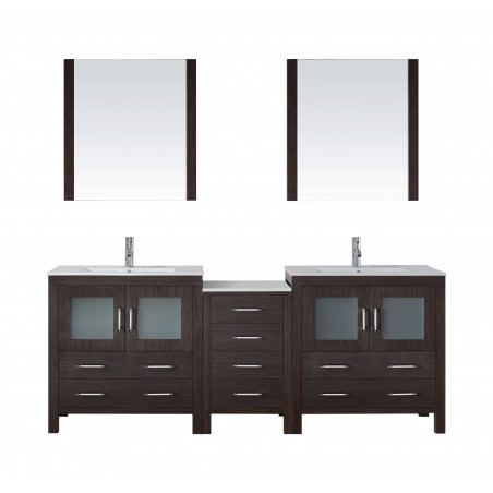 Dior 82" Double Bathroom Vanity Cabinet Set in Espresso