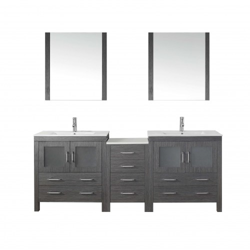 Dior 82" Double Bathroom Vanity Cabinet Set in Zebra Grey