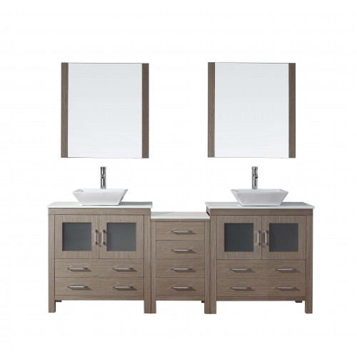 Dior 82" Double Bathroom Vanity Cabinet Set in Dark Oak
