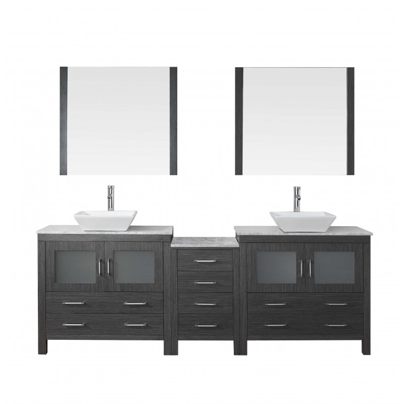 Dior 82" Double Bathroom Vanity Cabinet Set in Zebra Grey