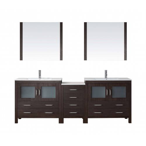 Dior 90" Double Bathroom Vanity Cabinet Set in Espresso