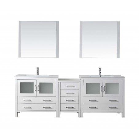 Dior 90" Double Bathroom Vanity Cabinet Set in White