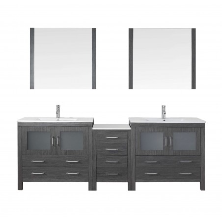 Dior 90" Double Bathroom Vanity Cabinet Set in Zebra Grey