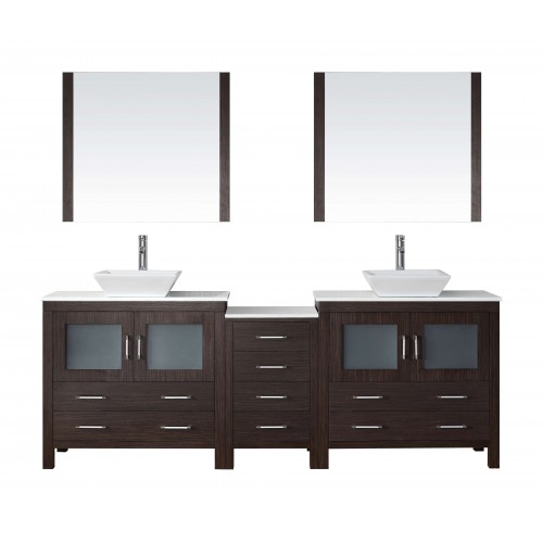 Dior 90" Double Bathroom Vanity Cabinet Set in Espresso