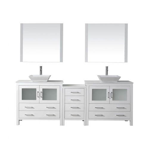 Dior 90" Double Bathroom Vanity Cabinet Set in White