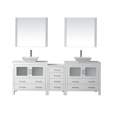 Dior 90" Double Bathroom Vanity Cabinet Set in White