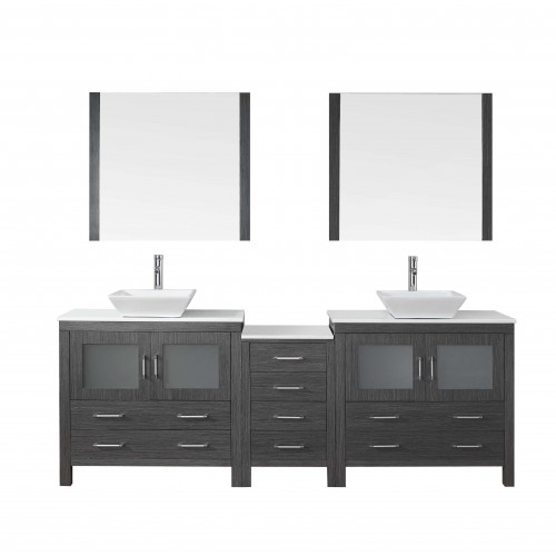 Dior 90" Double Bathroom Vanity Cabinet Set in Zebra Grey