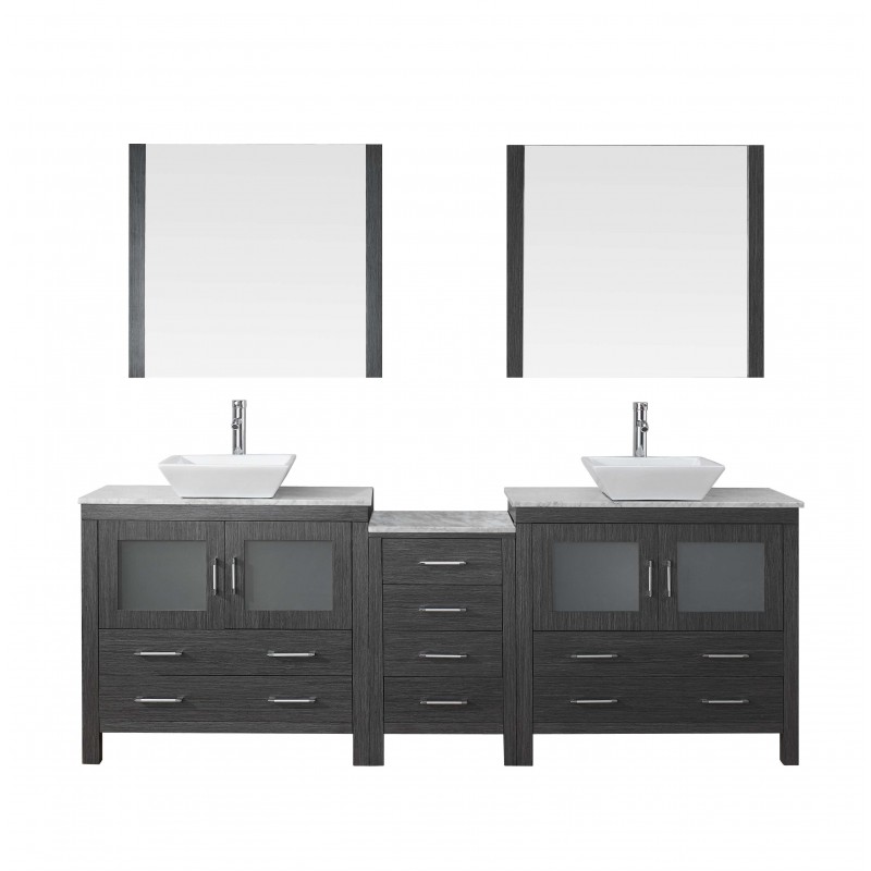 Dior 90" Double Bathroom Vanity Cabinet Set in Zebra Grey